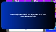 Force Master X invalid code issue (Image via Roblox)